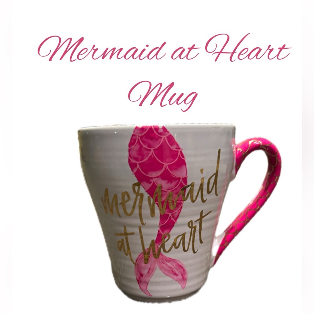 Tri-Coastal Design "Mermaid at Heart" 16 oz Ceramic Mug White/Pink/Gold